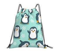 YOFIEN Wasserabweisender Rucksack mit Kordelzug und Pinguin-Muster für Damen und Herren, Sport- und Fitnessstudio-Sackpack