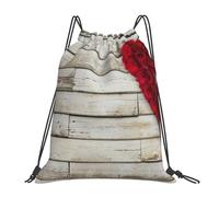 YOFIEN Wasserabweisender Rucksack mit Kordelzug und roten Rosen im Herz-Print für Damen und Herren, Sport- und Fitnessstudio-Sackpack