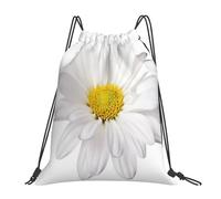 YOFIEN Weiße Gänseblümchenblume mit leuchtend gelbem Herz, wasserabweisender Rucksack mit Kordelzug, für Damen und Herren, Sport- und Fitnessstudio-Sackpack