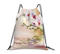 YOFIEN Weiße Orchidee im Teich, Wasser-Rucksack mit Kordelzug, widerstandsfähige Einkaufstasche für Damen und Herren, Sport- und Fitnessstudio-Sackpack