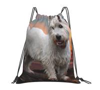 YOFIEN West Highland White Terrier Hunde Berge Weißwasser Kordelzug Rucksack Widerstandsfähige Einkaufstasche für Damen Herren Sport Gym Sackpack