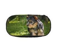 YOFIEN Yorkshire Terrier, Chiens Mignons, Herbe Verte, Petite Trousse à Crayons, Grande capacité, Organisateur de Papeterie de Bureau