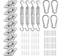 YOFIT - Kit de matériel de Pose de Voile d’ombrage en Acier Inoxydable 304 avec tendeur 15 cm, pour Installation de Voile d'ombrage rectangulaire Triangulaire, pour Jardin extérieur, 80 pièces