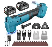 Yofuly Outil Multifonction Oscillant Sans Fil pour Makk-ita 18V Batterie - Multitool avec 2 batteries 4 Ah, 2025 Nouveau Scie Oscillante Faible Vibration à 6 Vitesses Réglables + Automatique