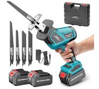 Yofuly Scie Sabre sans fil Compatible avec Batterie Makita 18V | 6 Vitesse Variable 3500SPM Moteur Brushless, Scie Alternative avec 2 * 3.0Ah Batterie, 4 Lames de Scie pour Bois Métal