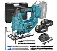 Yofuly Scie Sauteuse Sans Fil pour Maa-kita 18V Batterie, Scie Sauteuse Électrique avec 2 Batteries 4,0Ah, 7 Vitesses Variables 3200 SPM ±45° Angle de Coupe, 6 Lames pour Bois/Plastique/Métal