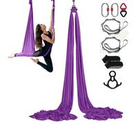 Yoga Anti-gravité Hamac-VEVOR-violet8x2,8m-100 g-m² Charge 1000kg-Vol Anti-gravité d'Air-Fitness Musculation Pilates Gym Maison