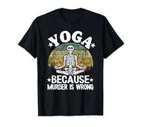Yoga Because Murder is Wrong Mandala Squelette Vintage Yoga T-Shirt