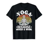 Yoga Because Murder is Wrong Mandala Squelette Vintage Yoga T-Shirt