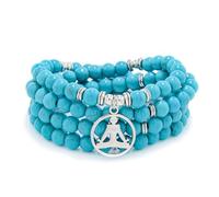 Yoga Charm 108 Mala Zen Bouddha Perles Bracelet Collier pour homme ou femme (Vert Turquoise (Green Turquoise))