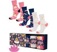Yoga Chaussettes Pour Femme Idee Cadeau Drole Chaussette Fantaisie Cadeaux Hautes 35-40 3 Paires