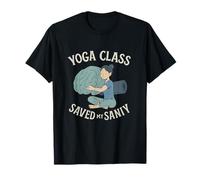 Yoga Class Saved My Sanity Tableau Noir Art T-Shirt