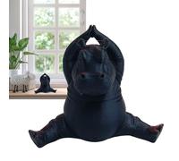 Yoga de figure d'hippopotame, statue d'hippopotame de collection, finition détaillée des ornements pour animaux artisanaux, matériaux en résine, pour les bureaux à domicile bureau de lit