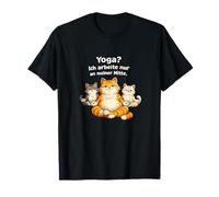 Yoga Je Travaille Juste au Milieu de Mon Humour Chats T-Shirt