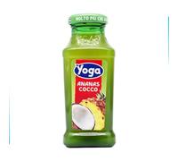 Yoga Jus de fruits de coco Ananas 24 bouteilles en verre de 200 ml