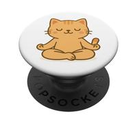 Yoga Kawaii Chat Mignon en Posture de méditation PopSockets PopGrip Adhésif