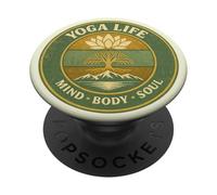 Yoga Life Mind Body Soul Vintage Retro Cadeau pour Yogis PopSockets PopGrip Adhésif
