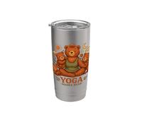 Yoga Mama Bear Cadeau amusant pour mamans Mindfulness Wellness Gobelet isotherme en acier inoxydable double paroi
