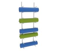 Yoga Mat Holder,Wall-Mounted Yoga Mat Holder with Hooks - Space-Saving Shelf for Gyms & Yoga Studios, Easy Install Fitness Mat Rack (White, 155CM) - Organize Your Workout Space