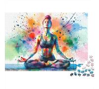 Yoga Méditation Femme 1000 Pièce Carton Extra Épais Puzzle Classique Collecteurs Impossible Difficile Défi du Jeu Éducatif 70x50cm/1000pcs