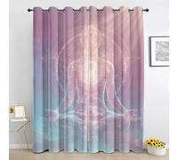 Yoga Méditation Rideau à Oeillets - Chakra Galaxie Zen Occultant Rideaux - pour Salon Chambre - Thermique Rideau 2 Panneaux - 140Lx240H cm Yg707