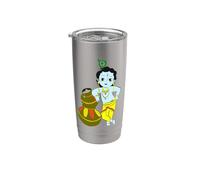 Yoga Méditation Spirituelle Dieu Hindou Krishna Gobelet isotherme en acier inoxydable double paroi