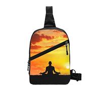 Yoga Méditation Tasse À Café Et Grains De Café Imprimer Sac À Bandoulière pour Hommes Femmes Petit Bandoulière Sling Sac À Dos Anti pour Voyager Poitrine