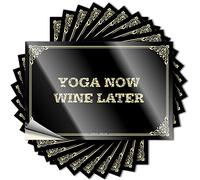Yoga Now Wine Later Autocollants amovibles en vinyle imperméable pour enseignant 6 x 9 cm