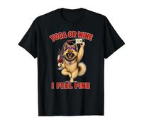 Yoga ou Wine I Feel Fine pour Chien Eurasier - DIGOR Funny T-Shirt Graphique avec Valeur