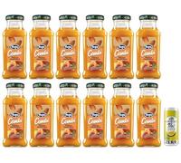 Yoga Pesca Mandorla Lot de 12 jus de fruits à la pêche et aux amandes - Boisson rafraîchissante sans alcool - Bouteille en verre jetable de 200 ml + 1 sachet de thé glacé San Benedetto au citron sans
