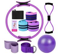 Yoga Pilates à Domicile Sets | 11 Set Latex Pilates Ring Fitness Circles Equipment | Traineur Plancher pelvien Boule Balle Musculaire | Kit d'entraînement Groupes Butin Magique Yoga Magic-Ring
