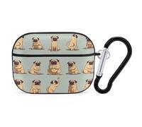 Yoga Pug Coque pour AirPods Pro 2, coque de protection rigide antichoc pour homme et femme, compatible avec coque Airpod Pro 2e/1ère génération, avec porte-clés (noir)