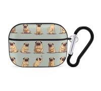 Yoga Pug Coque pour AirPods Pro avec anneau porte-clés - Coque de protection rigide en polycarbonate pour AirPods Pro 2e génération - Ouverture facile - Style noir