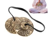 Yoga Ritual Cymbals - 2.5 Inch Spiritual Bell for Meditation, National Tibetan Chimes with Soothing Sound Function, Relaxation Bell for Family Friends Studio, Antique Bronze, Storage Bag
