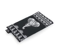 Yoga Studio Coussin pour les yeux d'éléphant aztèque bio - 23 cm x 12/13 cm, parfum lavande bio et graines de lin pour les yeux fatigués et les maux de tête (éléphant aztèque gris graphite)