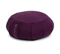Yoga Studio Coussin rond de méditation Zafu | Coton bio | Coquilles de sarrasin | Housse amovible lavable | Poignée de transport - Lilas