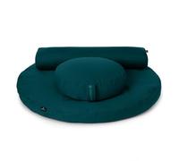 Yoga Studio Kit de coussin de méditation Zabuton bio rond EU - Zafu & Pranayama (bleu sarcelle)