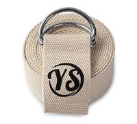 Yoga Studio Sangle de Yoga, 2,5 m Extra Longue en Coton Bio Extensible réglable avec Anneau en D pour Yoga, Exercice, Pilates, Danse, entraînement, Gym, physiothérapie - Écru