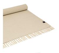 Yoga Studio Tapis Bio 196 cm x 70 cm en coton avec pompons pour la méditation, la relaxation, le yoga chaud (écru)