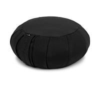 Yoga Studio Ys/EU/Zafu/Rond/Coussin/B Bio européen-35 x 18 cm Sarrasin avec Housse en Coton-Poignée de Transport intégrée. Accessoires de Yoga-Noir Unisexe, Normal
