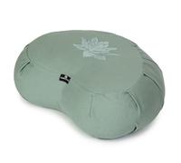 Yoga Studio Zafu en forme de croissant Lotus - 42 x 13 x 18 cm, Pouf de méditation avec housse en coton, cosses de sarrasin, poignée de transport. Accessoires de yoga - Vert sauge