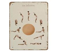 Yoga Sun Salutation Chart Metal Tin Sign Surya Namaskar Sequence Poster Vintage Wall Decor for Living Room Practice Space 8 X 12 in