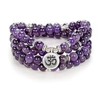 Yoga Symbole 8mm Mala Perles Bracelet 108 Spirituel Collier Méditation Accessoires Bijoux pour Femmes Hommes Cadeaux (Améthyste (Amethyst))