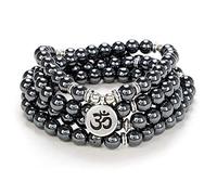 Yoga Symbole 8mm Mala Perles Bracelet 108 Spirituel Collier Méditation Accessoires Bijoux pour Femmes Hommes Cadeaux (Hématite (Hematite))