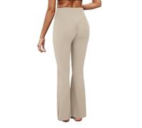Yoga Tenue Pantalon de survêtement de Yoga pour Femmes, sans Couture, Taille Haute, athlétique, évasé, Pantalon pour Dames, Extensible, Couleur Unie, Bas de Cloche Short Blanc Taille Haute (Beige, S)