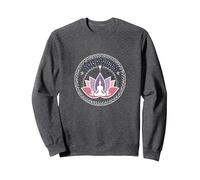 Yoga Vibes : Logo de méditation Zen Lotus pour Le Bien-être Sweatshirt, Unisexe pour Adultes, Chiné Foncé, L