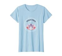 Yoga Vibes : Logo de méditation Zen Lotus pour Le Bien-être T-Shirt, Femme, Bleu Céleste, L
