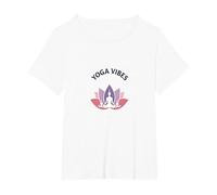 Yoga Vibes : Logo de méditation Zen Lotus pour Le Bien-être T-Shirt, Femme Grandes Tailles, Blanc, 1X