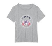 Yoga Vibes : Logo de méditation Zen Lotus pour Le Bien-être T-Shirt, Femme Grandes Tailles, Gris Chiné, 1X