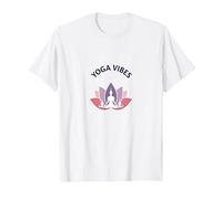 Yoga Vibes : Logo de méditation Zen Lotus pour Le Bien-être T-Shirt, Homme, Blanc, S